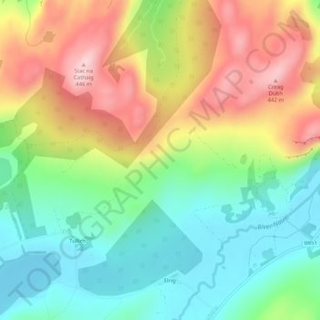 Mapa topográfico Highlands, altitud, relieve