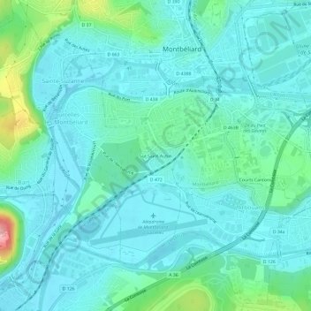 Mapa topográfico Sur Saint-Aubin, altitud, relieve