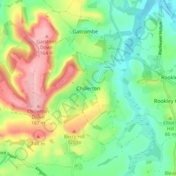 Mapa topográfico Chillerton, altitud, relieve