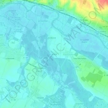 Mapa topográfico Le Gua, altitud, relieve