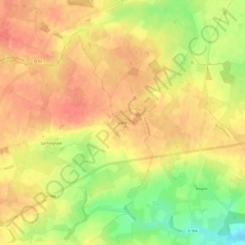 Mapa topográfico Ligné, altitud, relieve
