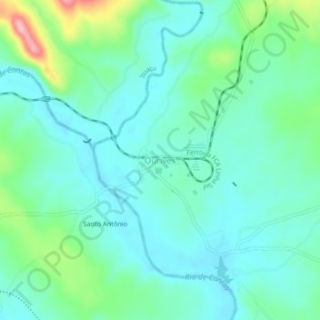 Mapa topográfico Ourives, altitud, relieve