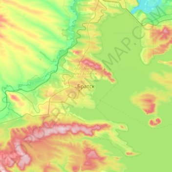 Mapa topográfico Bratsk, altitud, relieve