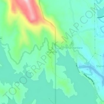 Mapa topográfico Murshet, altitud, relieve