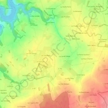 Mapa topográfico Le Clay, altitud, relieve