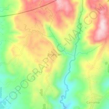 Mapa topográfico Binancian, altitud, relieve