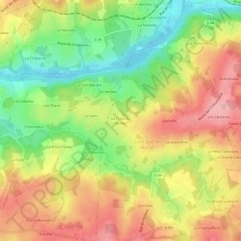 Mapa topográfico La Croix du Verdier, altitud, relieve