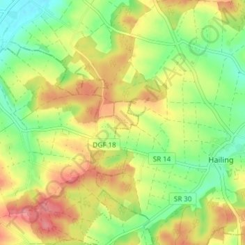 Mapa topográfico Hanny, altitud, relieve