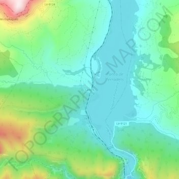 Mapa topográfico Cellers, altitud, relieve