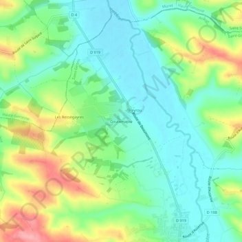 Mapa topográfico Goutemajou, altitud, relieve