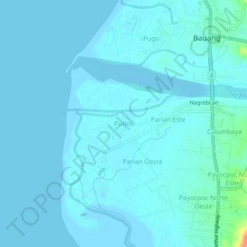 Mapa topográfico Pudoc, altitud, relieve
