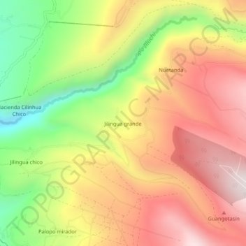 Mapa topográfico Jilingua grande, altitud, relieve