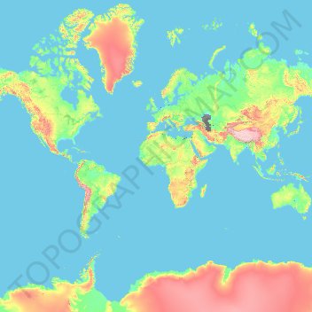 Mapa topográfico Polo norte, altitud, relieve