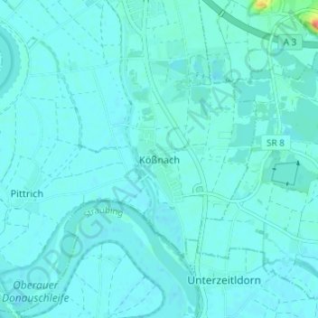 Mapa topográfico Kößnach, altitud, relieve
