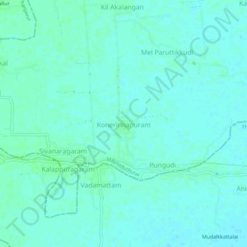 Mapa topográfico Konerirajapuram, altitud, relieve