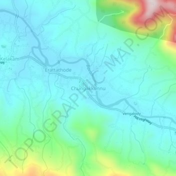 Mapa topográfico Chungakkunnu, altitud, relieve