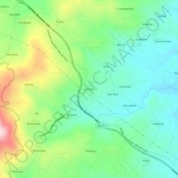 Mapa topográfico Limiñón, altitud, relieve