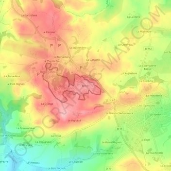 Mapa topográfico Bel-Air, altitud, relieve