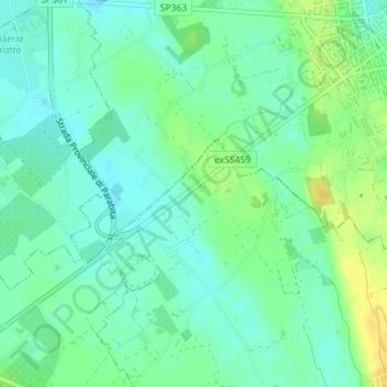 Mapa topográfico Monterrone, altitud, relieve