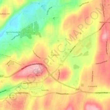 Mapa topográfico Roe Park, altitud, relieve