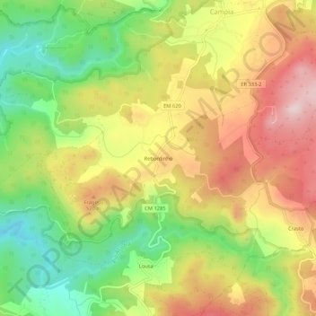 Mapa topográfico Rebordinho, altitud, relieve