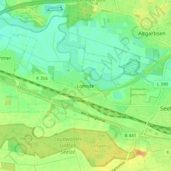 Mapa topográfico Lohnde, altitud, relieve