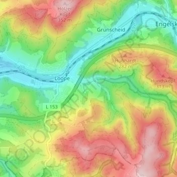Mapa topográfico Unterbüchel, altitud, relieve