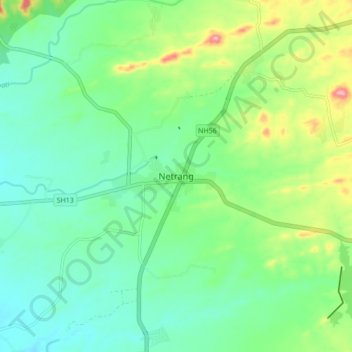 Mapa topográfico Netrang, altitud, relieve
