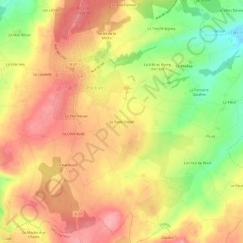 Mapa topográfico Le Pesle Châtel, altitud, relieve