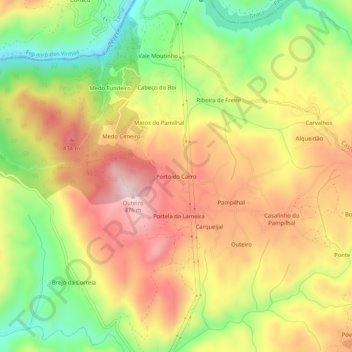 Mapa topográfico Porto do Carro, altitud, relieve