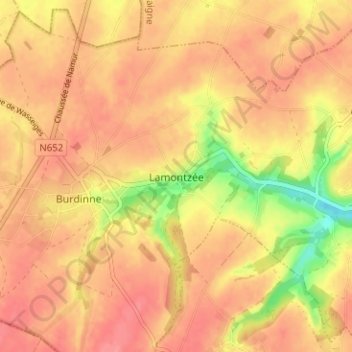 Mapa topográfico Lamontzée, altitud, relieve