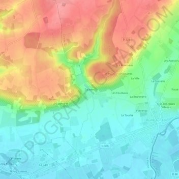 Mapa topográfico Dauvers, altitud, relieve