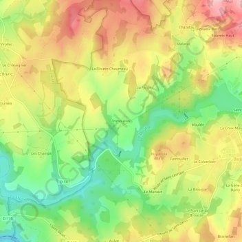 Mapa topográfico Trimouillas, altitud, relieve