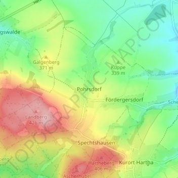 Mapa topográfico Pohrsdorf, altitud, relieve