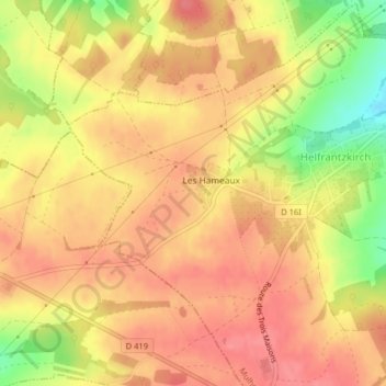 Mapa topográfico Allemend, altitud, relieve
