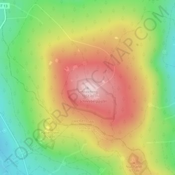 Mapa topográfico Schneeberg, altitud, relieve