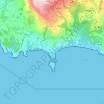 Mapa topográfico Sant Angelo, altitud, relieve