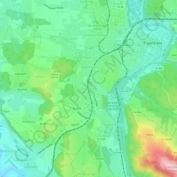 Mapa topográfico Haslach, altitud, relieve