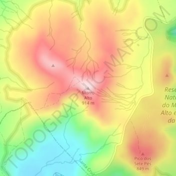 Mapa topográfico Morro Alto, altitud, relieve