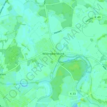 Mapa topográfico Winnekendonk, altitud, relieve