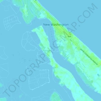 Mapa topográfico Pinamuk-an, altitud, relieve