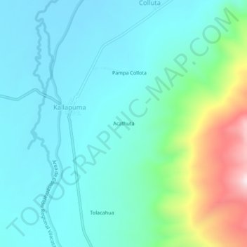 Mapa topográfico Acathuta, altitud, relieve