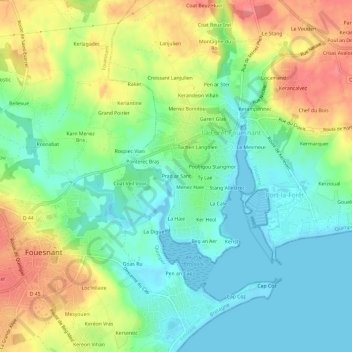 Mapa topográfico Prad ar Sant, altitud, relieve