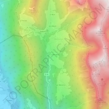 Mapa topográfico La Perrière, altitud, relieve