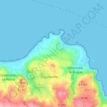 Mapa topográfico La Rivière, altitud, relieve