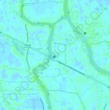 Mapa topográfico Nedumudy, altitud, relieve