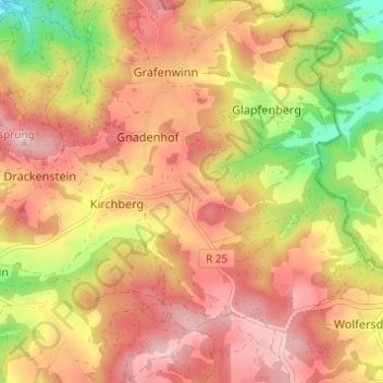 Mapa topográfico Danersdorf, altitud, relieve