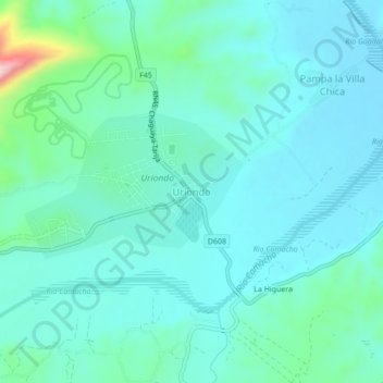 Mapa topográfico Uriondo, altitud, relieve