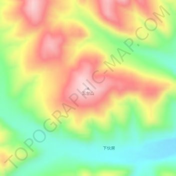 Mapa topográfico 五台山, altitud, relieve