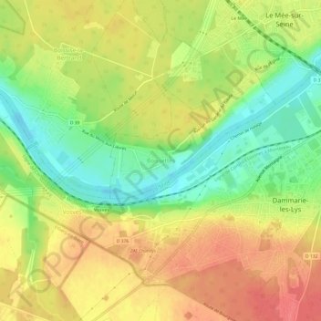 Mapa topográfico Boissettes, altitud, relieve